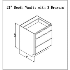 21 inches  Depth Vanity with 3 Drawers